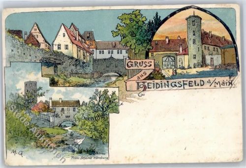 97070 W8700 Heidingsfeld Lithographie 1898