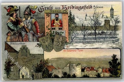 97070 W8700 Heidingsfeld Lithographie Die alten Schweden, Nikolaustor, Giemaul