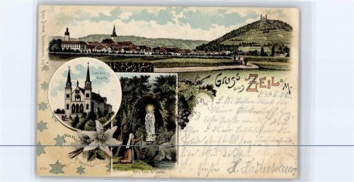 97475 W8729 Zeil Lithographie 1902 Lourdes Kapelle
