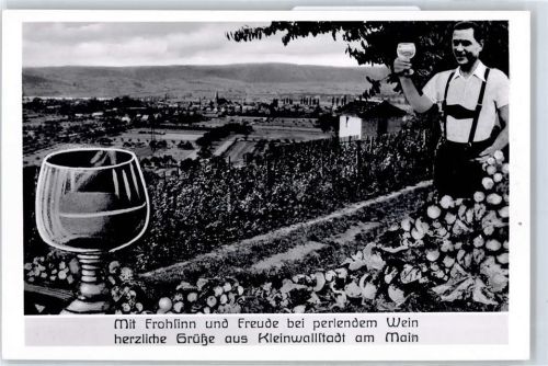 63839 W8751 Kleinwallstadt - Weinglas, Weinberg, Winzer