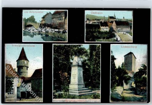 Ostheim Am Brückentor, Schulglockenturm, Kriegerdenkmal, Lichtenburg