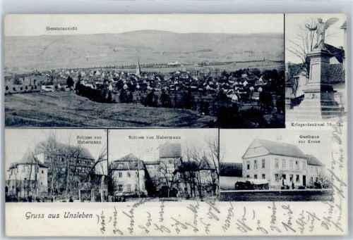Unsleben 1912, Schloss von Habermann, Gasthaus zur Krone