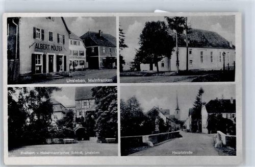 97618 W8741 Unsleben - Hauptstraße, Drogerie Albert Mölterm, Schloss Habermann