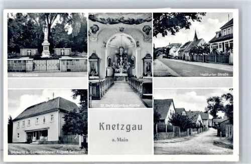 97478 W8729 Knetzgau - Kriegerdenkmal, Bäckerei, Kirche, Altar