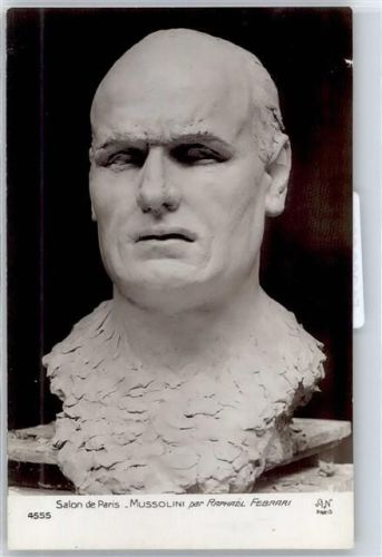 WK II Büste von Febrari, Raphael Salon de Paris Mussolini Foto AK