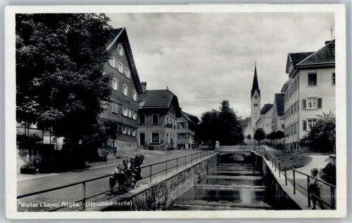 Weiler Hausbachpartie, Blick zur Kirche, Gasthaus Saalbau Krone