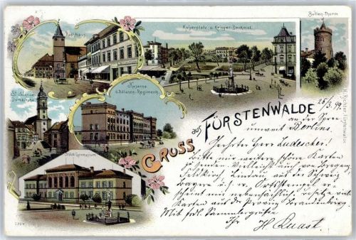 Fürstenwalde 1899 Kaserne Rathaus Gymnasium Domkirche Turm Kaiserplatz