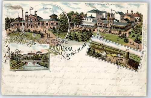 Königsborn 1901 Teich Gradirwerke Theater Kurhaus Kurgarten