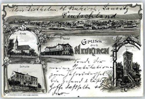 Neukirch 1901 Kirche Valtenberg Bahnhof Schule