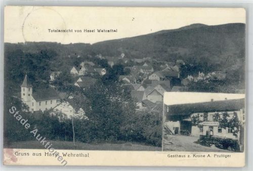 79686 W7861 Hasel 1912 - Kirche Gasthaus zur Krone