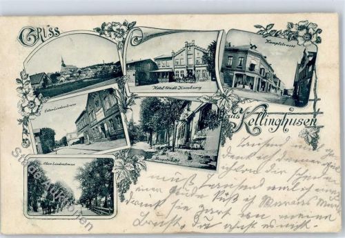 25548 W2217 Kellinghusen 1899 Lithographie Hauptstraße Hotel Stadt Hamburg Bergstraße Lindenstraße