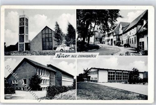 49324 W4520 Buer , Wiehengeb - Kirche Dorfstrasse Schule Turnhalle