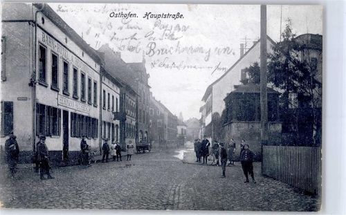 Osthofen 1927 Hauptstrasse Bahn-Hotel