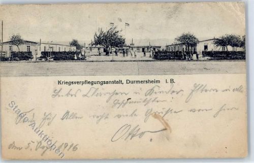Durmersheim 1916 Kaserne Kriegsverpflegungsanstalt Feldpost WK I