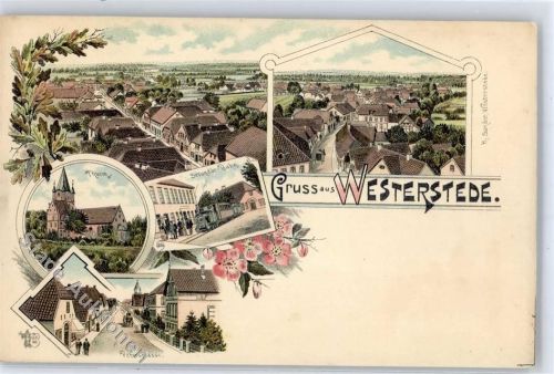 26655 W2910 Westerstede Lithographie Eisenbahn Peterstrasse
