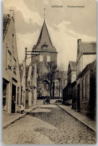 25836 W2256 Garding 1914 - Kirche Fischerstrasse Feldpost S.B. III. L.J.B. Rendsburg