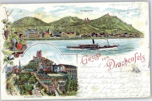 Drachenfels 1902 Gruß vom Drachenfels