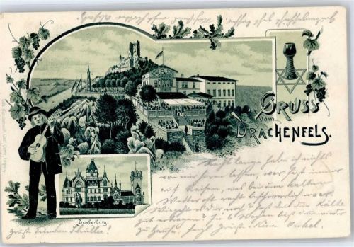 Drachenfels 1901 Gruß vom Drachenfels