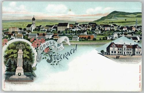 Stockach 1911 Kriegerdenkmal Neues Schulgebäude