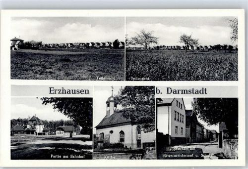 Erzhausen Am Bahnhof Hauptstrasse mit Bürgermeisteramt