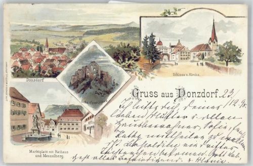 Donzdorf 1898 Scharfenschloss Kirche Marktplatz Rathaus Messelberg