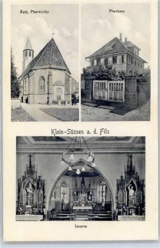 73054 W7334 Süßen - Kath. Pfarrkirche Pfarrhaus Klein-Süssen a.d.Fils