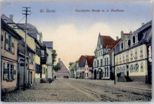 64521 W6080 Groß-Gerau Lithographie Frankfurter Strasse Stadthaus