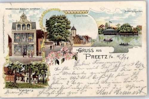 Preetz 1901 Warenhaus Rudolph Grosse Linde Drillers Garten