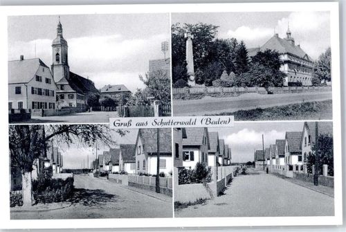 Schutterwald Kirche Strassenszene Kriegerdenkmal