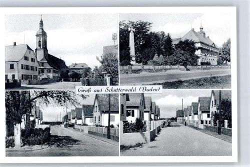 Schutterwald Kirche Strassenszene Kriegerdenkmal