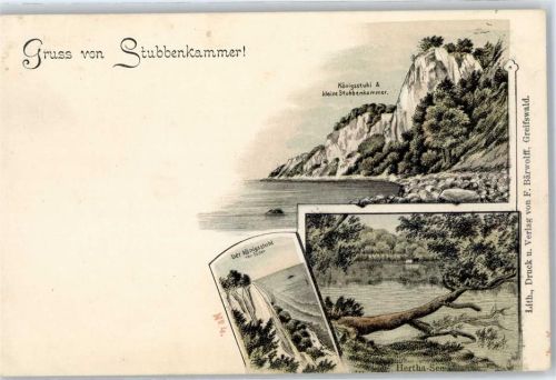 18546 O2331 Stubbenkammer Lithographie Königsstuhl Hertha See