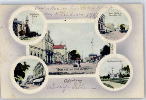 Bohumin Oderberg - Bahnhof Jubiläums Denkmal Ev. Kirche Kath. Kirche Kutsche Nordbahnstraße