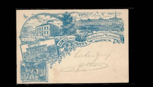 Hochheim 1904 Gruss aus Payer´s Hochheimer Weinstube Gasthaus Garten