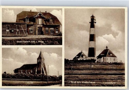 25881 W2251 Westerhever - Leuchtturm Kirche Gasthaus Siev v. Ahnen