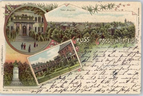 Lichterfelde 1901 Gasthaus Hennigs Festsäle Bismark Denkmal