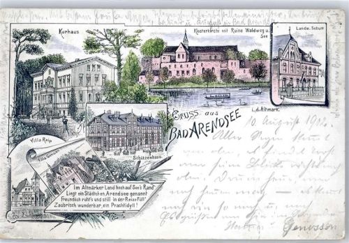 Arendsee 1902 Kurhaus Schützenhaus Villa Reip Klosterkirche