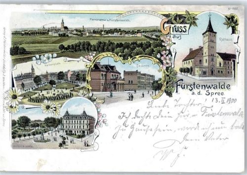 Fürstenwalde 1900 Rathaus Kaserne Denkmalplatz Kaiserplatz