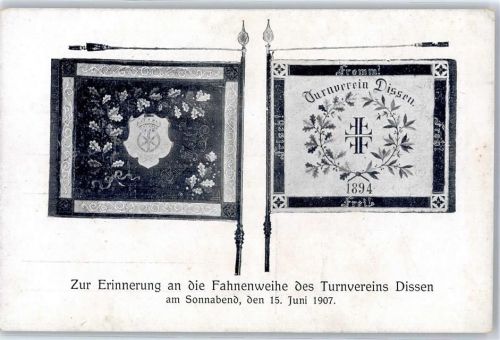 49201 W4503 Dissen am Teutoburger Wald Lithographie Zur Erinnerung an die Fahnenweihe Turnverein Dissen 15 Juni 1907
