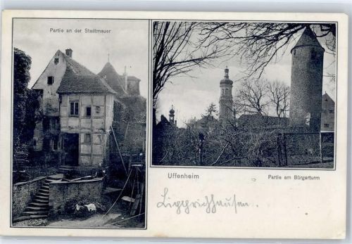 97215 W8704 Uffenheim - Partie am Bürgerturm Partie an der Stadtmauer
