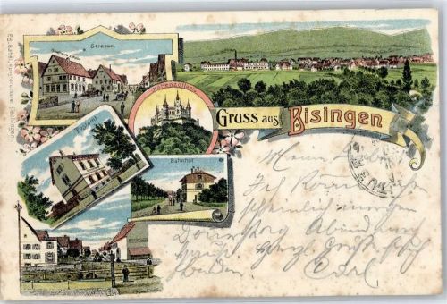 72379 W7457 Bisingen b Hechingen 1903 - Postamt Bahnhof Schloss Hohenzollern Gasthaus zur Rose