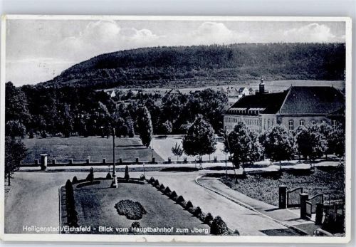 Heilbad Heiligenstadt 1940 Iberg Blick vom Hauptbahnhof Bahnpost Halle-Kassel Zug 576