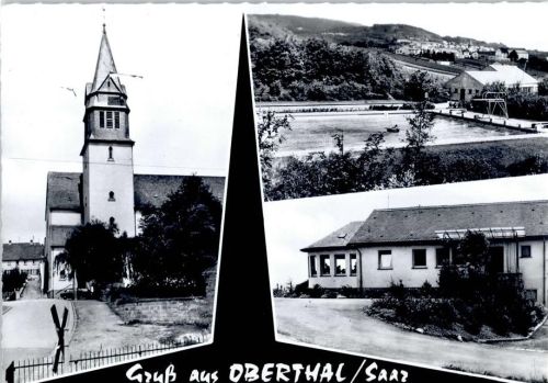 66649 W6692 Oberthal , Saar - Kirche Schwimmbad