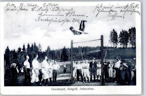 18507 O2320 Grimmen 1912 - Turnen Ort handschriftlich Bahnpost Zug Nr. 207