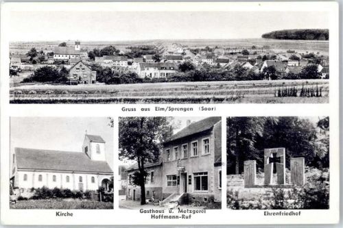 66773 W6635 Elm , Saar - Kirche Gasthaus Metzgerei Hoffmann Ruf Ehrenfriedhof