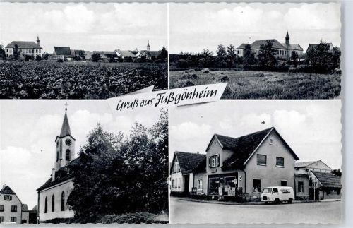 Fußgönheim Kirche Straßenansicht Geschäft Auto