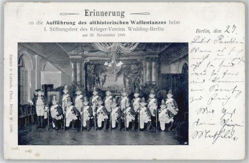 10115 W1000 Wedding 1907 - Althistorischer Waffentanz 1. Stiftungsfest des Krieger Vereins 28. November 1899