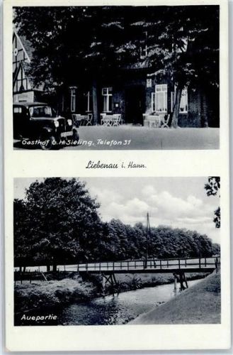 Liebenau Gasthaus G. H. Sieling Biergarten Auepartie