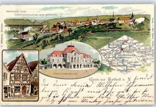 Marbach 1902 Blick vom Schillermuseum