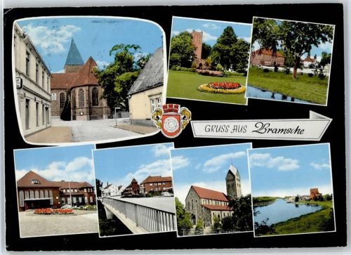 49565 W4550 Bramsche , Hase - Kirche Brücke Bahnhof