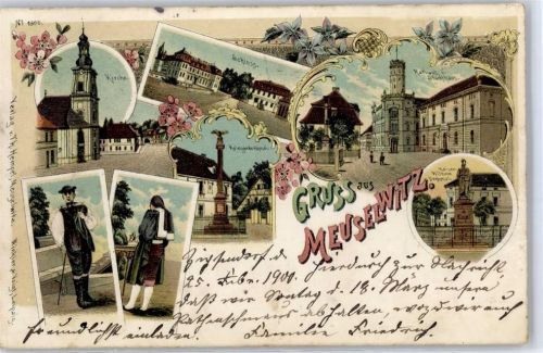 Meuselwitz 1900 Schloss Kirche Rathaus Stadthaus Kaiser-Wilhelm-Denkmal Kriegerdenkmal